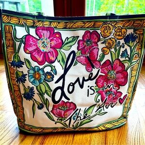 NWT Brighton Love Is In The Air Canvas Tote Bag